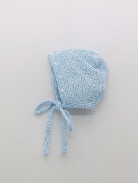 Baby boy-girl perlÃ© thread knit bonnet