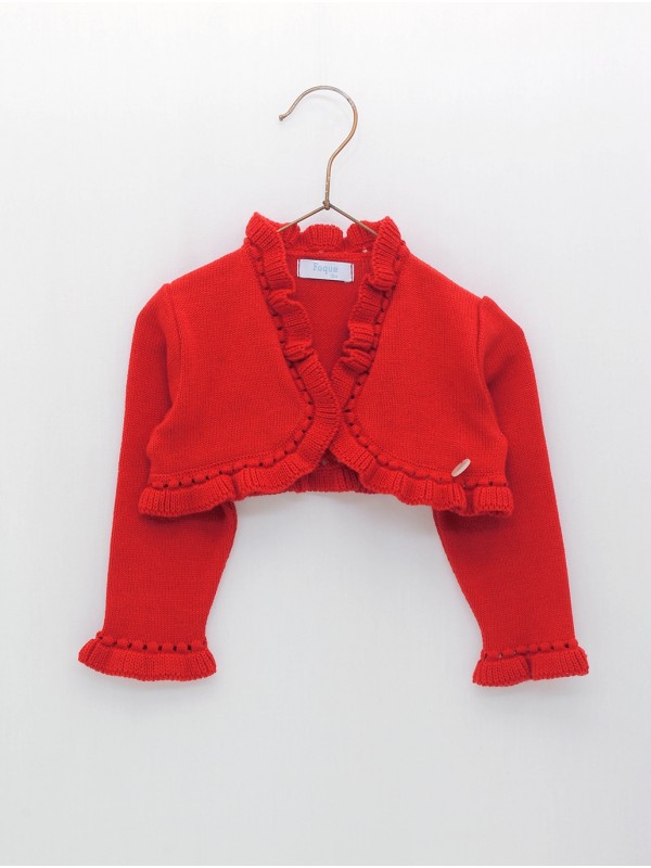 Jaqueta ponto liso pontas redondas e volantes