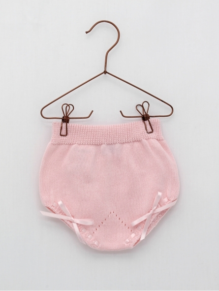Baby boy-girl knit bloomers with bow