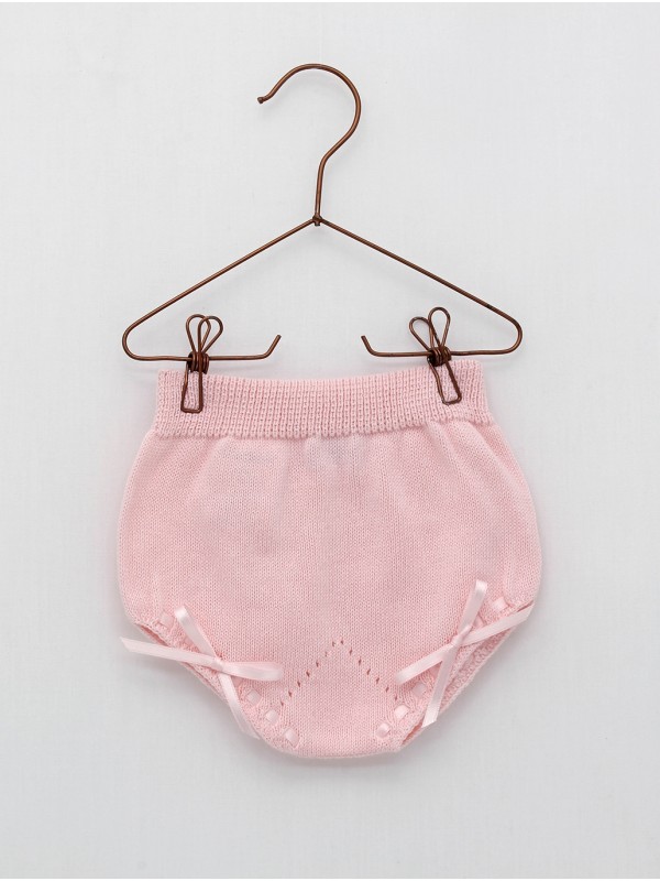 Baby boy-girl knit bloomers with bow