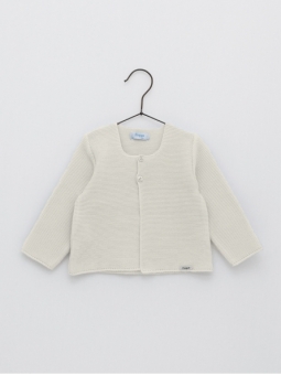 Jaqueta longa com decote redondo