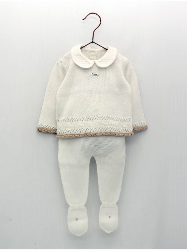 Conjunto de jubón cuello bebé y polaina