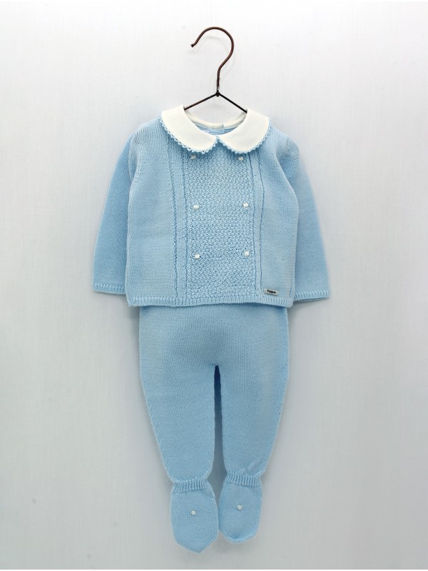 Cunjunto jubón cuello bebé y polaina