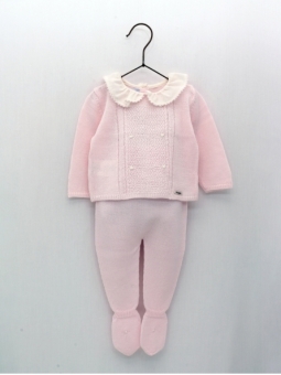 Conjunto de jersey con cuello volante y polaina