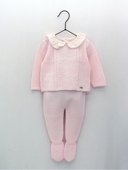 Conjunto de jersey con cuello volante y polaina