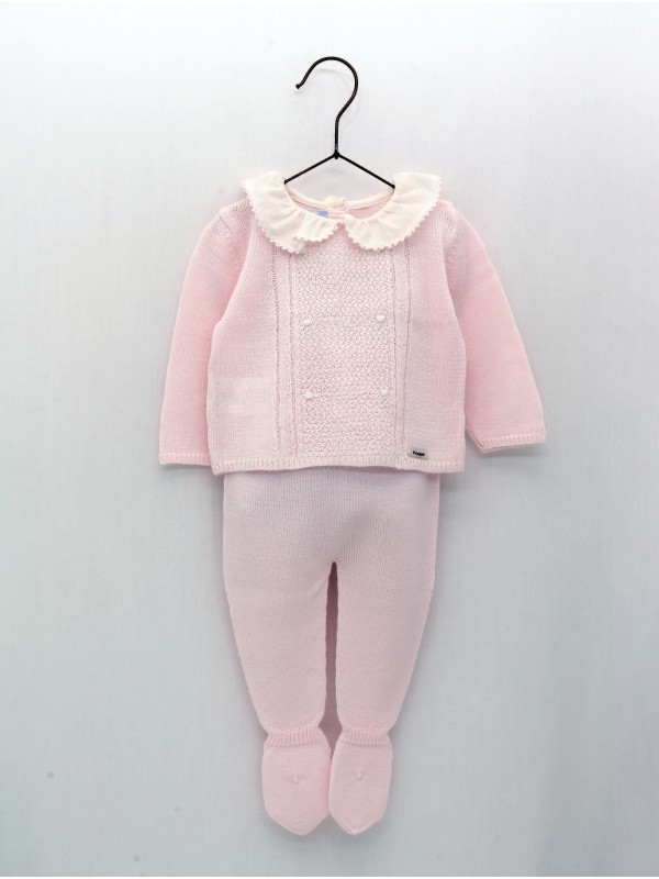 Conjunto de jersey con cuello volante y polaina