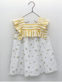 Yellow Flower collection baby girl plumeti and striped dress
