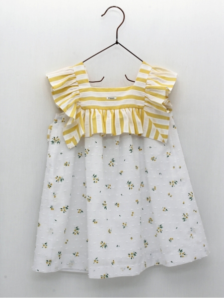 Yellow Flower collection baby girl plumeti and striped dress