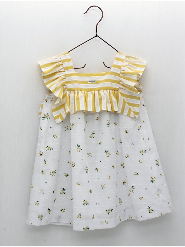 Vestido plumeti flor y capacete rayas