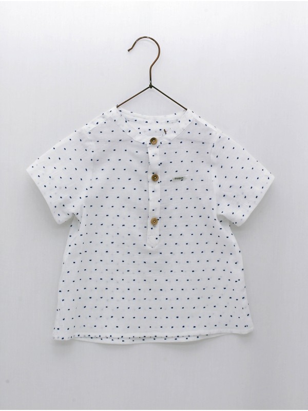 Camisa plumetti azulón con cuello panadero