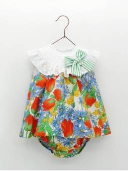 Tulips collection baby girl dress and bloomers