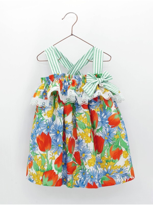 Vestido en tejido estampado tulipanes