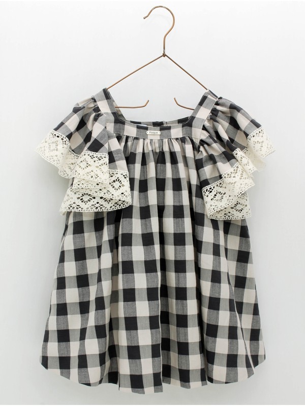 Vestido cuadros grandes vichy con manga mariposa