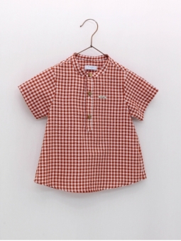 Camisa cuello panadero sersucker vichy