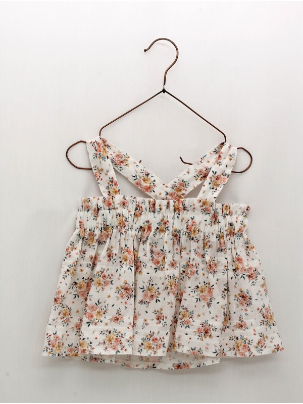 Top flores con tirantes cruzados y gomas