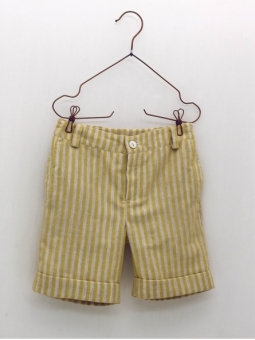 Pantalón bermuda con vuelta en bajos tejido rayas
