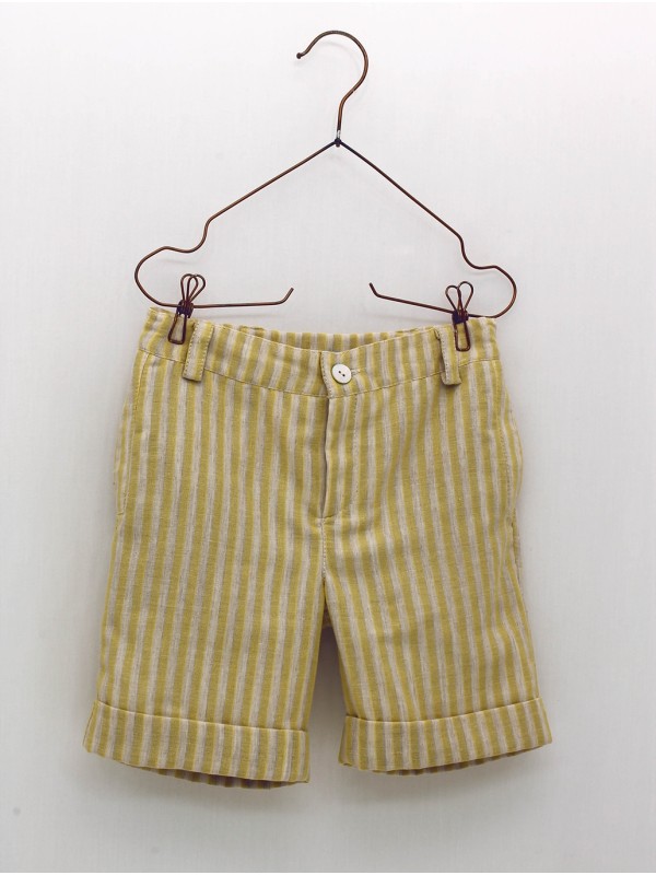 Pantalón bermuda con vuelta en bajos tejido rayas