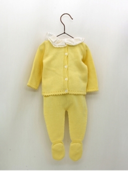 First days baby girl knitted set in yellow