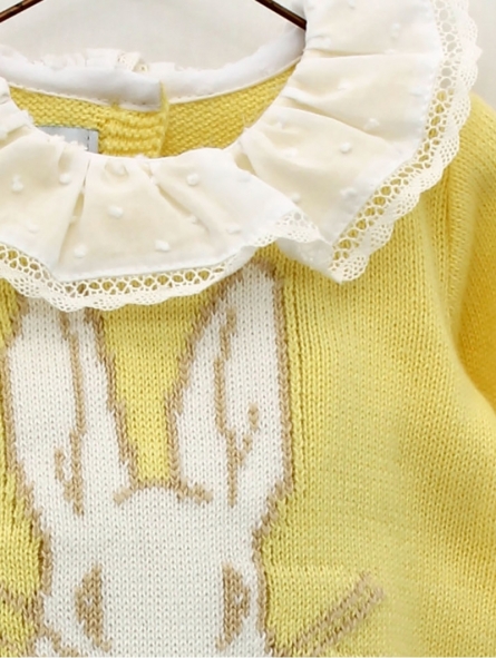 First days baby girl knitted set in yellow
