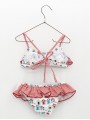 Bikini estampado casetas con volante y tirantes cruzados en espalda de cuadros vichy