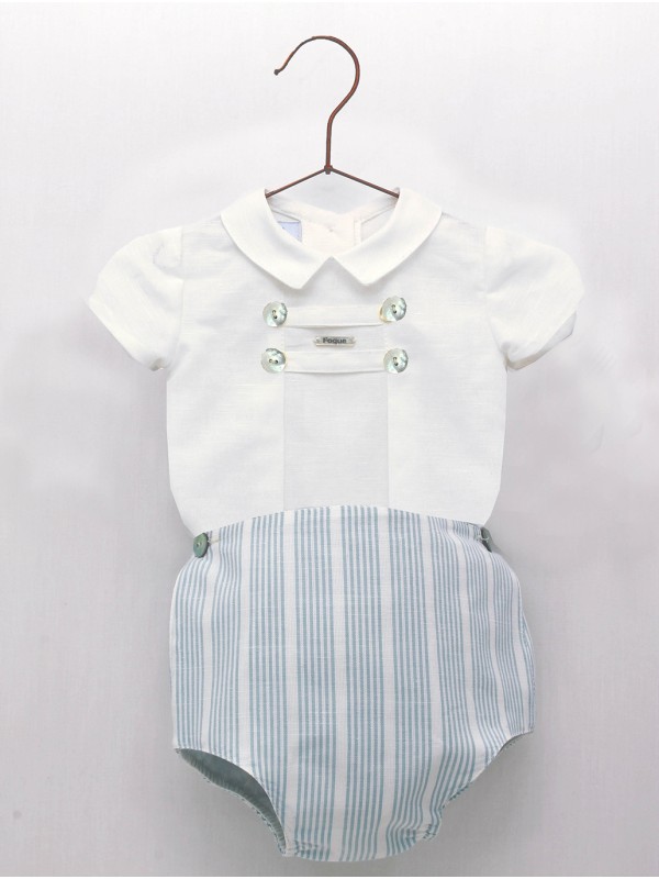 Camisa lino cruda y braguita multirayas