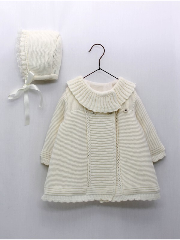 Conjunto bautizo abrigo y capota