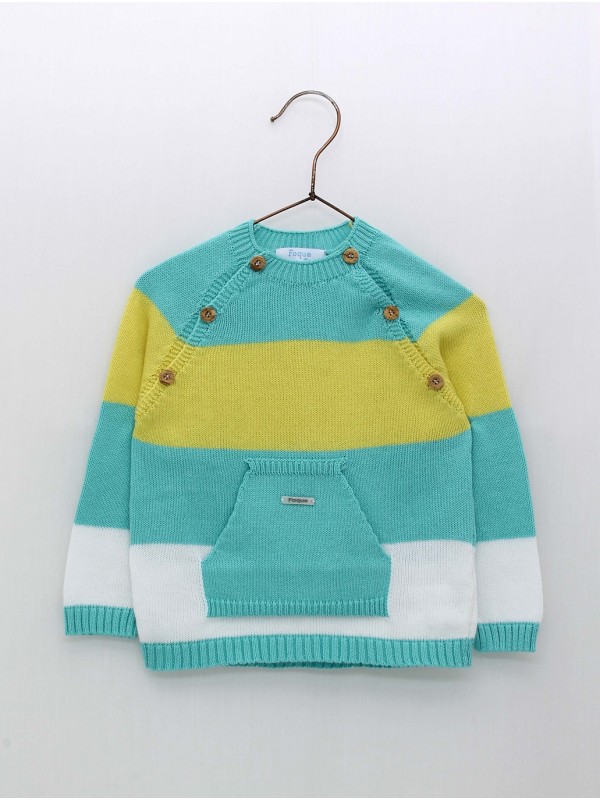 Striped jumper with kangaroo pocket