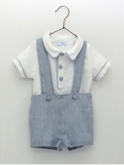 Plain false shirt and pants with suspenders