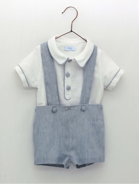 Camisa e calça falsa liso com tirantes