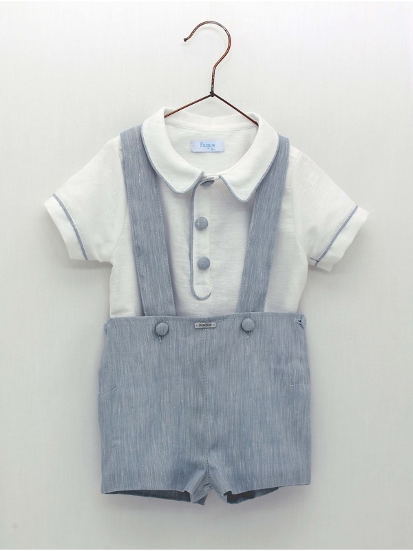 Plain false shirt and pants with suspenders