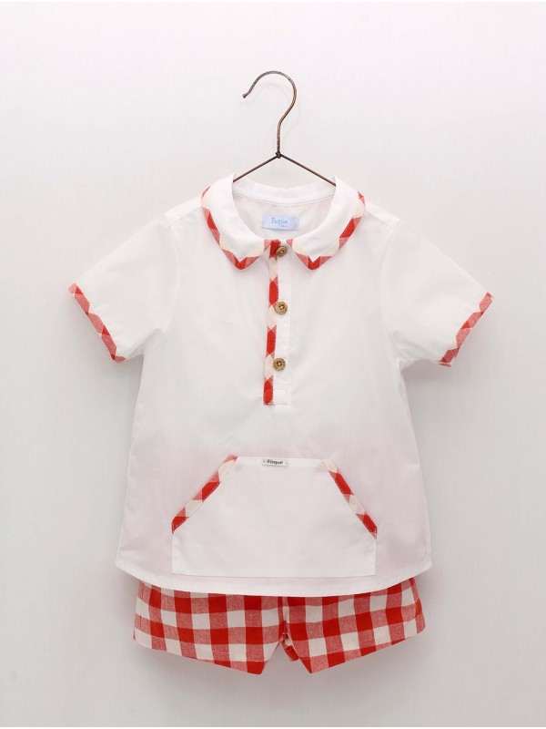 Shirt with piping and shorts