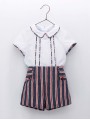 Camisa bebé e calça curta listras