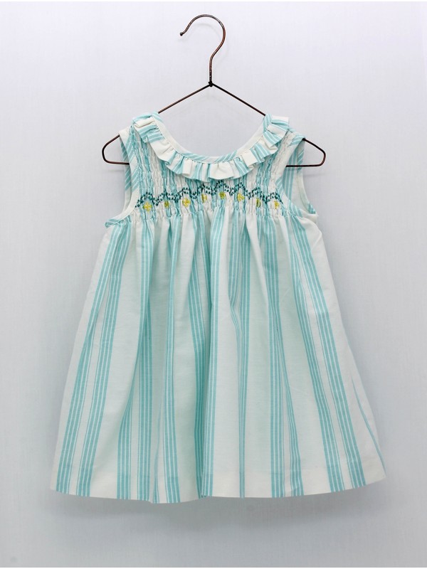 Vestido rayas con nido de abeja