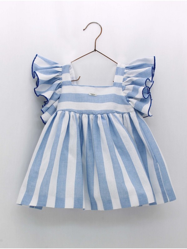 Vestido rayas manga con volantes