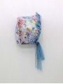 Flower bonnet with tulle bow