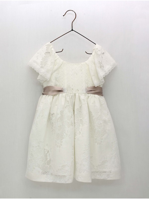 Lace dress with bow insert