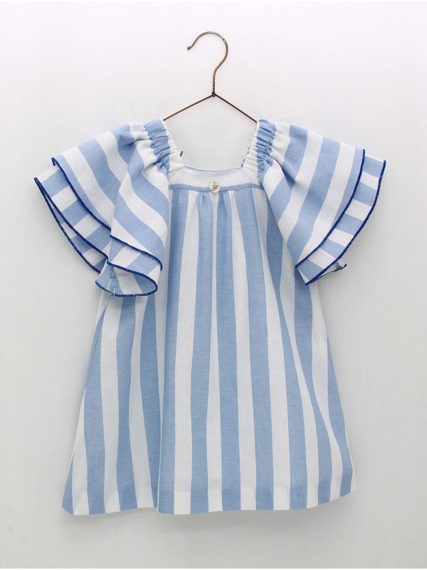 Vestido rayas manga doble volante