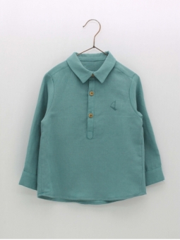 Linen shirt with shirt collar