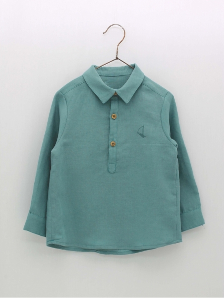 Linen shirt with shirt collar