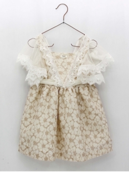 Beige lace dress with tulle