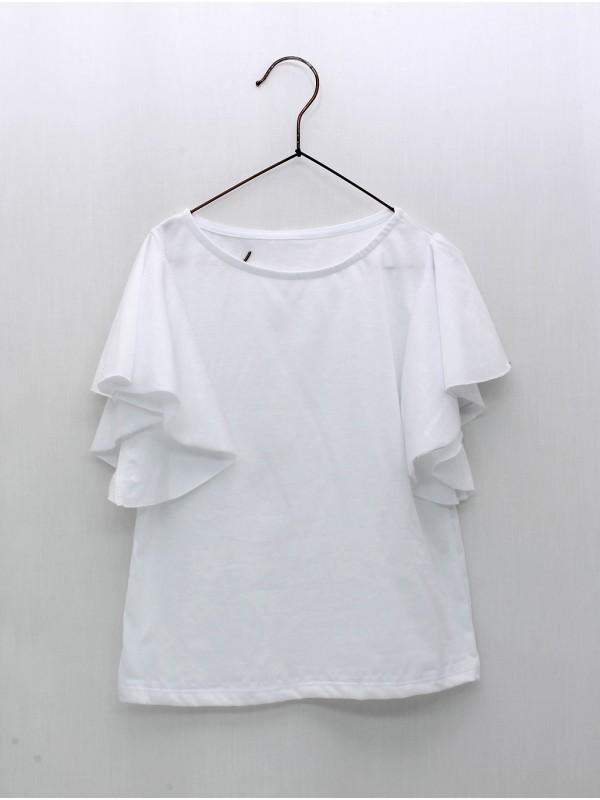 T-shirt branca manga volante