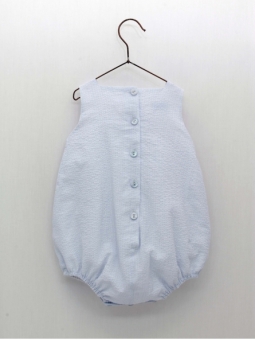 Romper with suspenders sersucker