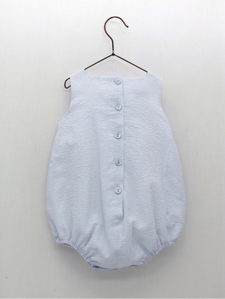 Romper with suspenders sersucker