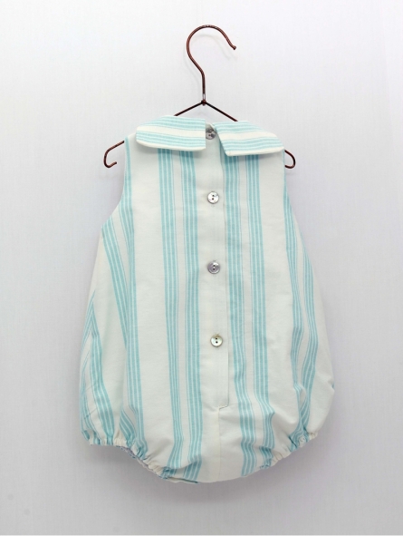 Green striped romper