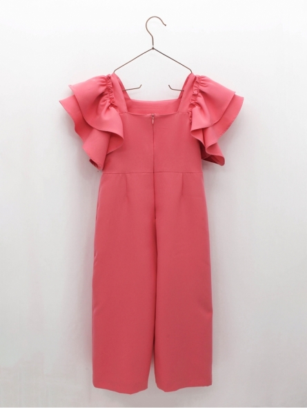 Pink jumpsuit with ruffles