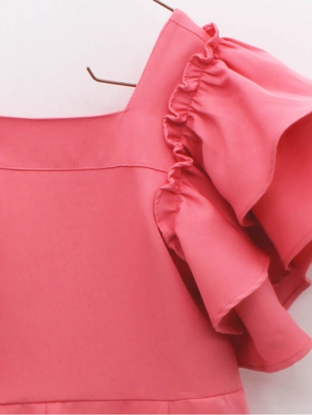Pink jumpsuit with ruffles