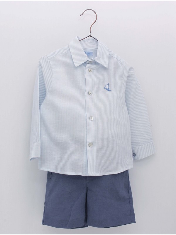 Camisa milrayas y pantalón corto lino