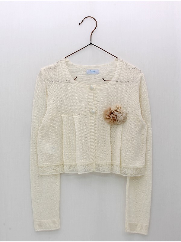 Chaqueta longa con entredós valencienne