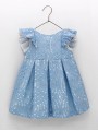 VESTIDO EN TEJIDO ENCAJE CON VOLUMEN ESPALDA ABIERTA CON VOLANTE CC. ANTONIETA