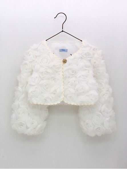 CHAQUETA BOLERO EN TEJIDO FLORY MANGAS ABULLONADAS CC. CATERINA